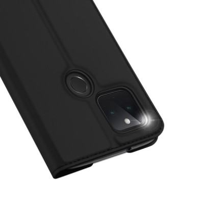 Google Pixel 5 „Dux Ducis“ Skin sērijas melns ādas atvērams maciņš | Vacins.lv