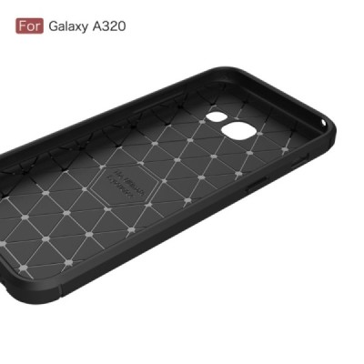 Samsung Galaxy A3 (2017) A320 „Carbon“ твердый силиконовый чехол (TPU) - черный | Vacins.lv