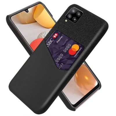 Samsung Galaxy A42 5G „KSQ“ Shell melns ādas apvalks ar iebūvētu karšu turētāju | Vacins.lv