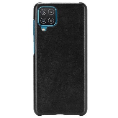 Soft Slim serijos Samsung Galaxy A12 (A125F) чёрный кожаный чехол | Vacins.lv