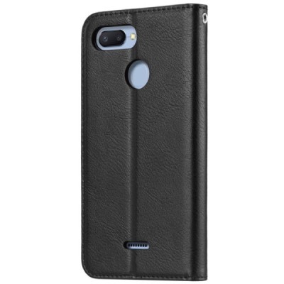 Роскошный кожаный чехол-книжка ''Comma" Xiaomi Redmi 6 (6A) черный | Vacins.lv
