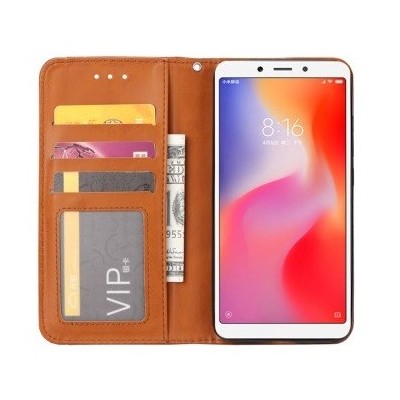 Роскошный кожаный чехол-книжка ''Comma" Xiaomi Redmi 6 (6A) черный | Vacins.lv