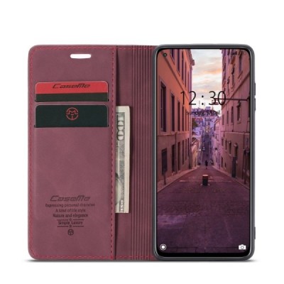 Xiaomi Mi 10T (Mi 10T Pro) CaseMe Retro открываемый, бордового цвета, кожаный чехол – книжка | Vacins.lv