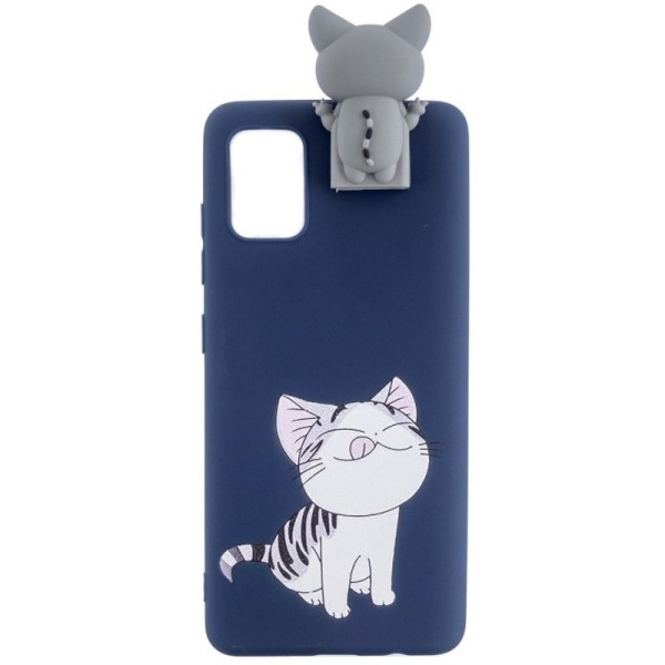 Твердый силиконовый чехол „Squezy“ Cat (TPU) - синий (Galaxy A41)