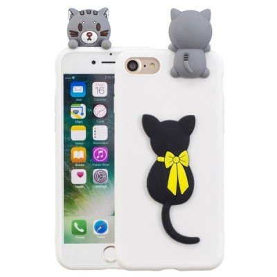 Apple iPhone 7 (iPhone 8, SE 2020) „Squezy“ Cat твердый силиконовый чехол TPU белого цвета | Vacins.lv