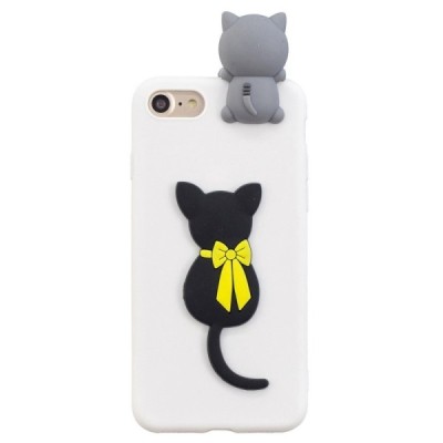 Apple iPhone 7 (iPhone 8, SE 2020) „Squezy“ Cat cieta silikona (TPU) balts apvalks | vacins.lv