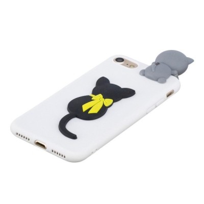 Apple iPhone 7 (iPhone 8, SE 2020) „Squezy“ Cat cieta silikona (TPU) balts apvalks | vacins.lv