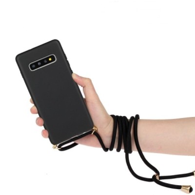 Samsung Galaxy S10 (G973) Strap cieta silikona (TPU) melns apvalks | vacins.lv