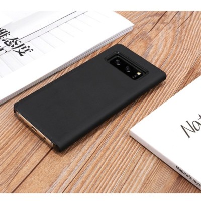 Samsung Galaxy Note 8 (N950F) plastmasas atvērams melns ādas maciņš | Vacins.lv