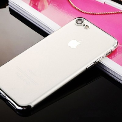 Apple iPhone 7 (iPhone 8, SE 2020) „Sulada“ твердый (ТPU) силиконовый, прозрачный, тонкий чехол с серебристой рамкой | Vacins.lv