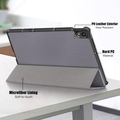 Lenovo Tab P11 11" (J606F) серый кожаный чехол-книжка (складной) | Vacins.lv