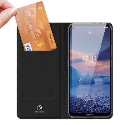 „Dux Ducis“ Skin серии Nokia 5.4 (2020) чёрный  кожаный чехол-книжка | Vacins.lv