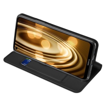 „Dux Ducis“ Skin серии Nokia 5.4 (2020) чёрный  кожаный чехол-книжка | Vacins.lv