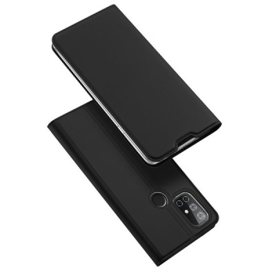 OnePlus Nord N10 5G „Dux Ducis“ Skin sērijas melns ādas atvērams maciņš | Vacins.lv