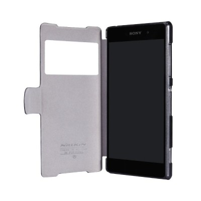 Sony Xperia Z2 „Nillkin“ Fresh atvēramais melns futrālis / Vacins.lv