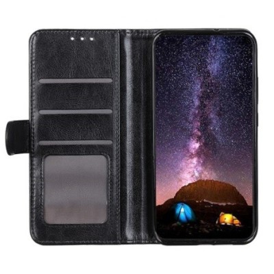 Samsung Galaxy M11 (M115F) открываемый чёрный кожаный чехол - книжка | Vacins.lv