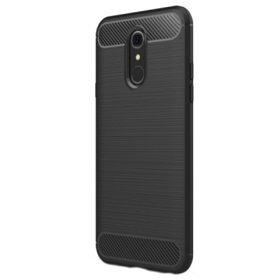 LG Q7 „Carbon“ cieta silikona (TPU) melns apvalks | vacins.lv