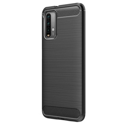 Xiaomi Redmi 9T 5G „Carbon“ cieta silikona (TPU) melns apvalks | vacins.lv