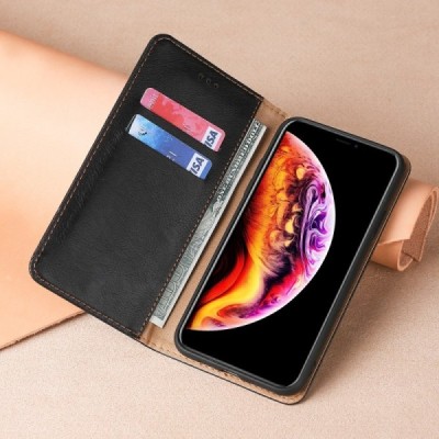 OnePlus Nord N10 5G Solīds melns ādas atvērams maciņš | Vacins.lv