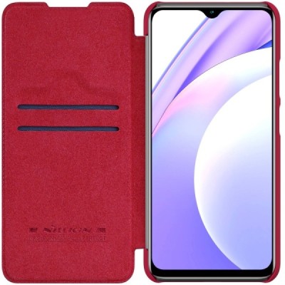 Greznais „Nillkin“ Qin sērijas ādas atvērams sarkans Xiaomi Redmi 9T 5G maciņš | Vacins.lv