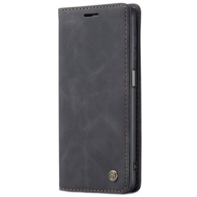 Samsung Galaxy A32 5G CaseMe Retro solīds atvēramais ādas melns maciņš - maks | Vacins.lv