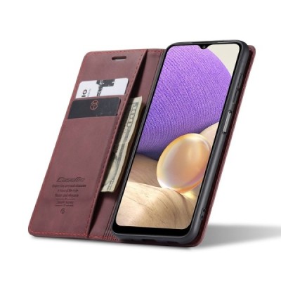 Samsung Galaxy A32 5G CaseMe Retro solīds atvēramais ādas bordo maciņš - maks | Vacins.lv
