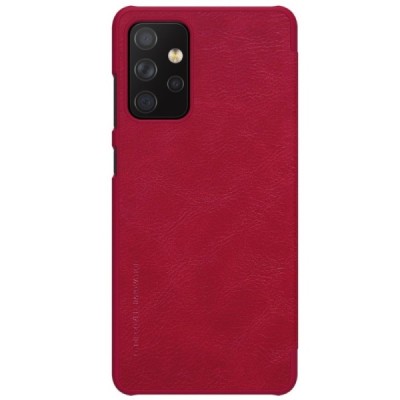 Роскошный красный кожаный чехол Nillkin Qin Series для Samsung Galaxy A72 5G (A726B) | Vacins.lv