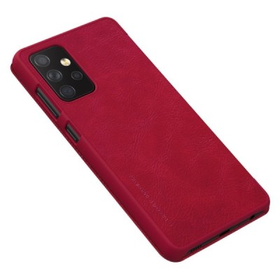 Роскошный красный кожаный чехол Nillkin Qin Series для Samsung Galaxy A72 5G (A726B) | Vacins.lv