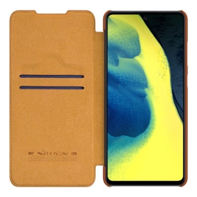Greznais „Nillkin“ Qin sērijas ādas atvērams brūns Samsung Galaxy A72 5G (A726B) | Vacins.lv