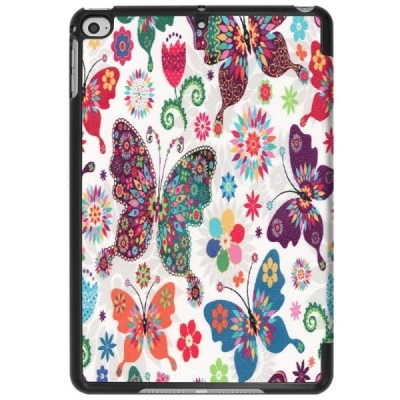 Apple iPad mini 4 (iPad mini 2019) „Butterflies“ открываемый разноцветный кожаный чехол - книжка | Vacins.lv