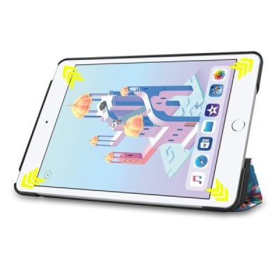Apple iPad mini 4 (iPad mini 2019) „Butterflies“ открываемый разноцветный кожаный чехол - книжка | Vacins.lv