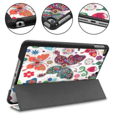 Apple iPad mini 4 (iPad mini 2019) „Butterflies“ открываемый разноцветный кожаный чехол - книжка | Vacins.lv