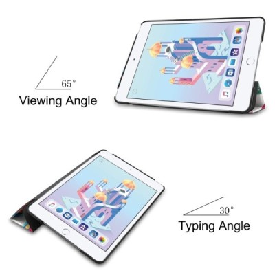 Apple iPad mini 4 (iPad mini 2019) „Butterflies“ открываемый разноцветный кожаный чехол - книжка | Vacins.lv