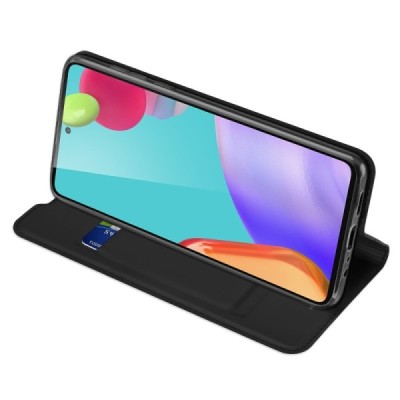 Samsung Galaxy A52 5G (A526B, A525F) Dux Ducis Skin sērijas melns ādas atvērams maciņš | Vacins.lv