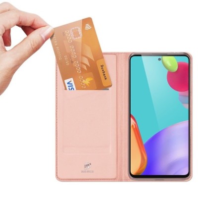 Samsung Galaxy A52 5G (A526B, A525F) Dux Ducis Skin sērijas rozs ādas atvērams maciņš | Vacins.lv