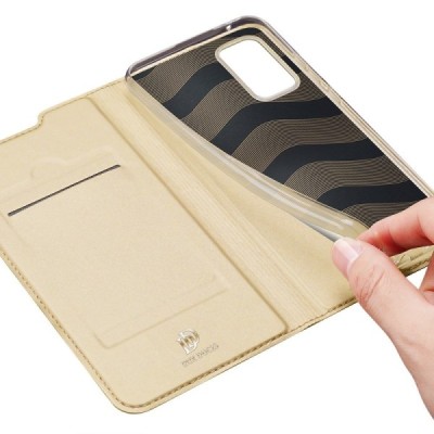 Samsung Galaxy A52 5G (A526B, A525F) Dux Ducis Skin sērijas zelta ādas atvērams maciņš | Vacins.lv