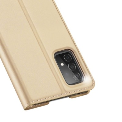 Samsung Galaxy A52 5G (A526B, A525F) Dux Ducis Skin sērijas zelta ādas atvērams maciņš | Vacins.lv