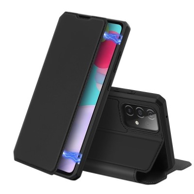 Samsung Galaxy A52 5G (A526B, A525F) Dux Ducis Skin X sērijas melns ādas atvērams maciņš | Vacins.lv