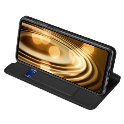Dux Ducis Skin серии Samsung Galaxy A72 5G (A726B, A725F) чёрный кожаный чехол-книжка | Vacins.lv