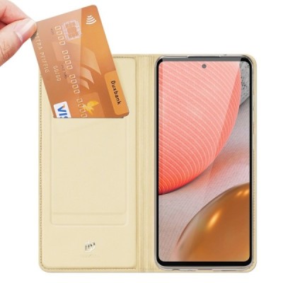 Dux Ducis Skin серии Samsung Galaxy A72 5G (A726B, A725F) золотой кожаный чехол-книжка | Vacins.lv