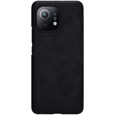 Роскошный чёрный кожаный чехол Nillkin Qin Series для Xiaomi Mi 11 | Vacins.lv