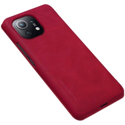 Xiaomi Mi 11 greznais Nillkin Qin sērijas ādas atvērams sarkans maciņš, maks | Vacins.lv