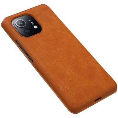 Xiaomi Mi 11 greznais Nillkin Qin sērijas ādas atvērams brūns maciņš, maks | Vacins.lv