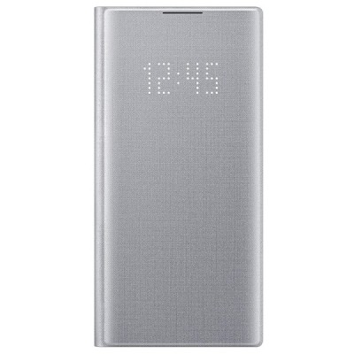 Samsung Galaxy Note 10 (N970F) оригинальный Led View Cover открываемый серебристый кожаный чехол - книжка | Vacins.lv