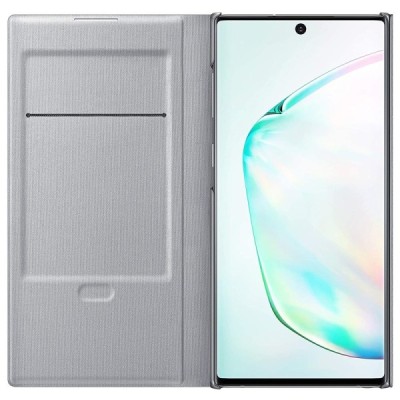 Samsung Galaxy Note 10 (N970F) oficiāls Led View Cover atvērams sudrabs ādas maciņš (maks) | Vacins.lv