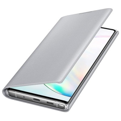 Samsung Galaxy Note 10 (N970F) oficiāls Led View Cover atvērams sudrabs ādas maciņš (maks) | Vacins.lv