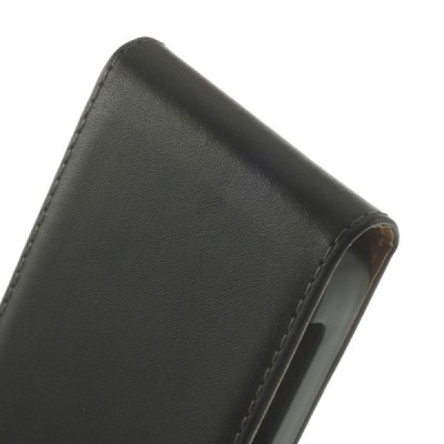 HTC One Mini 2 klasisks ādas vertikāli atvēramais melns futrālis / Vacins.lv