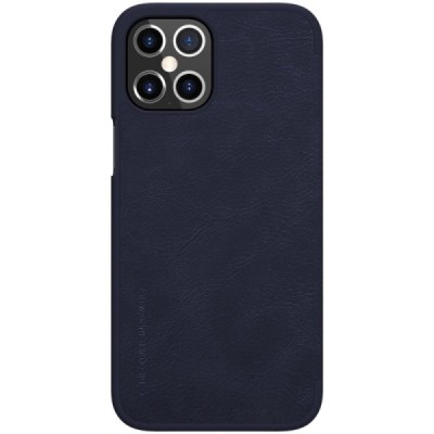 Роскошный тёмно-синий кожаный чехол Nillkin Qin Series для Apple iPhone 12 Pro Max | Vacins.lv