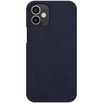 Роскошный тёмно-синий кожаный чехол Nillkin Qin Series для Apple iPhone 12 | Vacins.lv