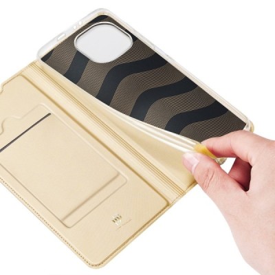 Xiaomi Mi 11 Dux Ducis Skin sērijas zelta ādas atvērams maciņš | Vacins.lv